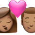 👩🏽‍❤️‍💋‍👨🏽 kiss: woman, man, medium skin tone display on Apple